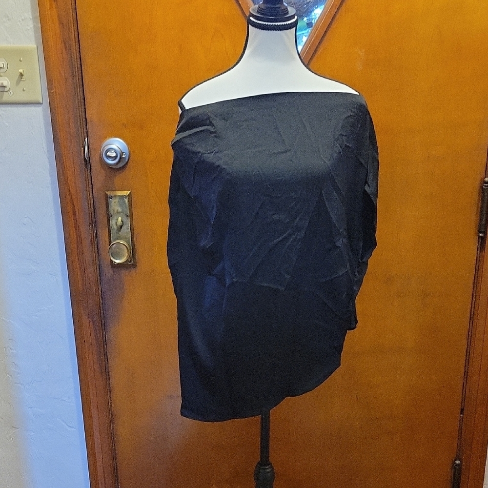 Black Asymmetrical Sleeveless Blouse